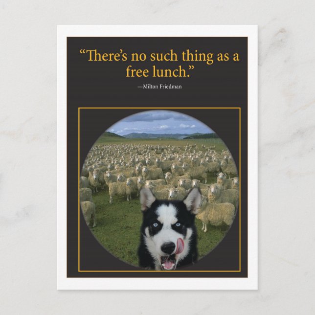 Kostenloses Mittagessen Postkarte (Vorderseite)