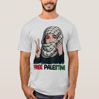 Kostenloses Palästina-Keffiyeh-Mädchen-Friedens-Ar T-Shirt