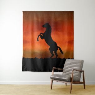Kostenloses Pferd bei Sonnenuntergang Wandteppich