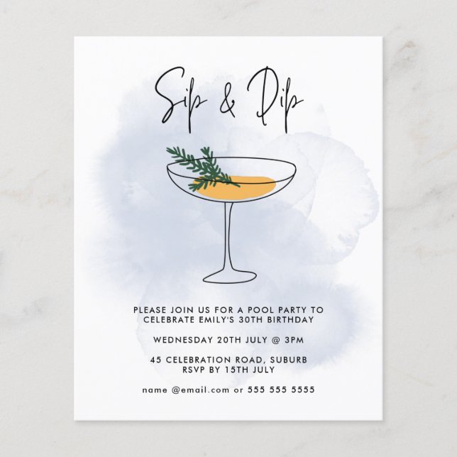 Kostenloses Sip & Dip Cocktail Pool Party (Vorderseite)