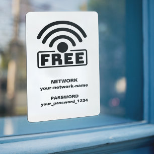 Kostenloses WIFI Connect Network & Password White Fensteraufkleber