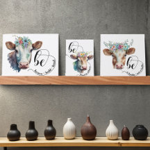 Kostensatz 3x Aquarellkuh Druck
