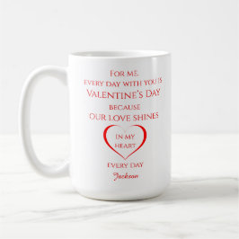 Kostensatz für romantische Liebe nach dem Valentin Kaffeetasse