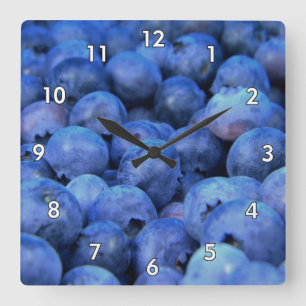 Köstliche Blaubeeren Quadratische Wanduhr