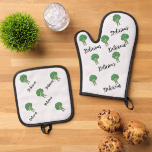 Köstliche Broccoli Oven Mitte und Potholder Ofenhandschuh & Topflappen-Set