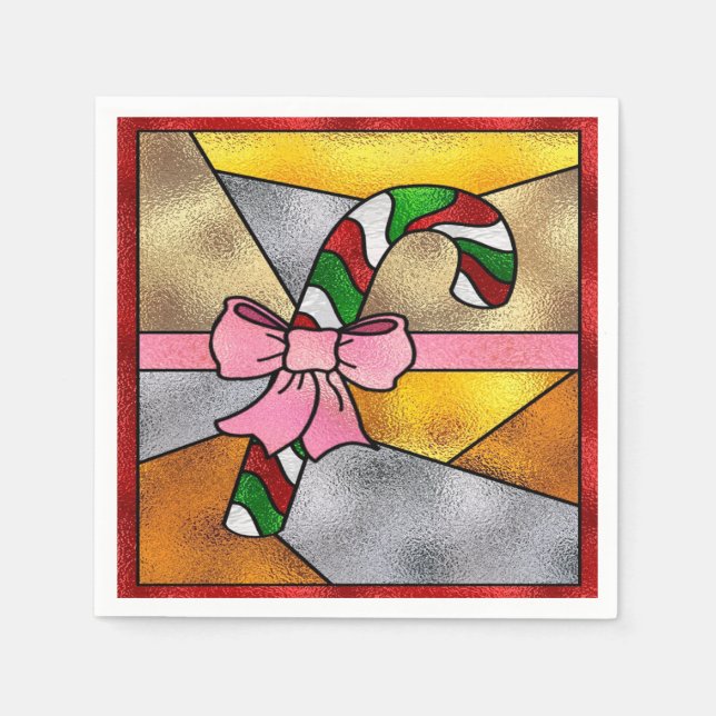 Köstliche Candycane und rosa Bow Serviette (Vorderseite)