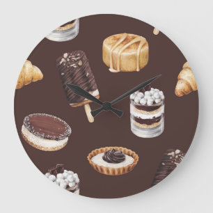 Köstliche Desserts: Muster der Speiseauswahl Große Wanduhr