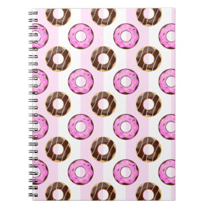 Köstliche Donuts Pink Stripes Muster Notebook Notizblock