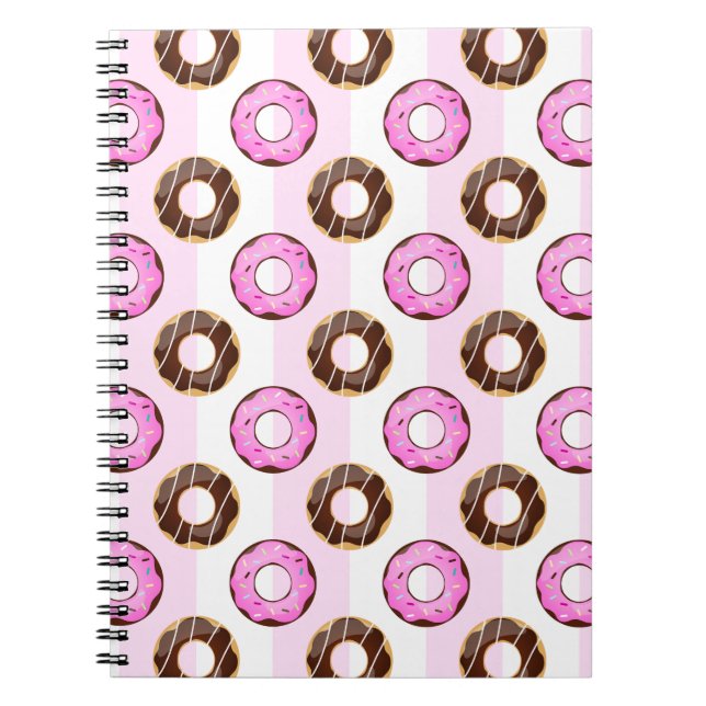 Köstliche Donuts Pink Stripes Muster Notebook Notizblock (Vorderseite)