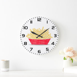 Köstliche französische Fries Retro Fast Food Große Wanduhr