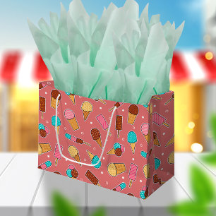 Köstliche Ice Creme Delikatessen Dunkelrosa Leck Große Geschenktüte