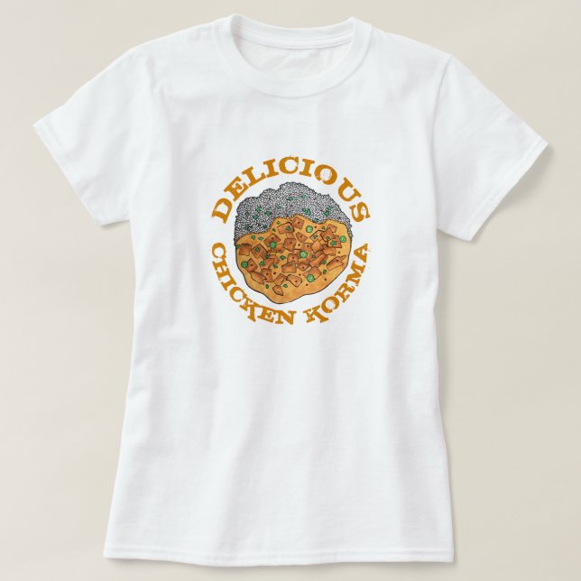 Köstliche indische Küche mit Huhn Korma T-Shirt (Design vorne)