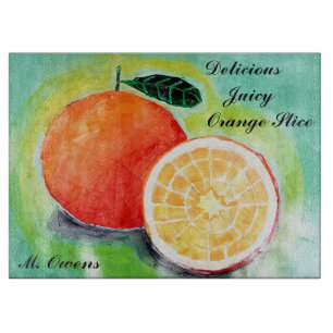 Köstliche Juicy Orange geschnitten Schneidebrett