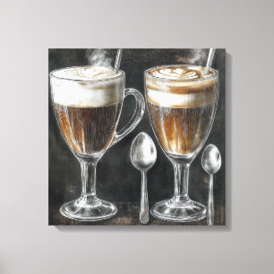 Köstliche Kaffeetrinks in Tasse aus Glas Leinwanddruck