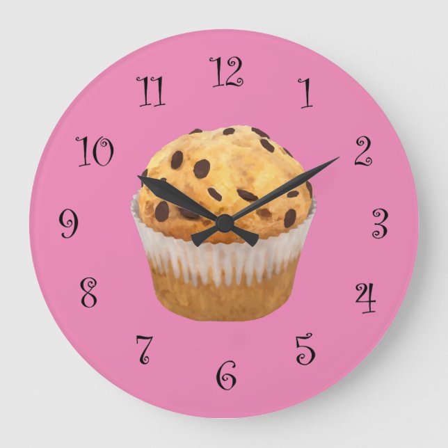 Köstliche Muffin Pink Kitchen Wall Große Wanduhr (Vorderseite)