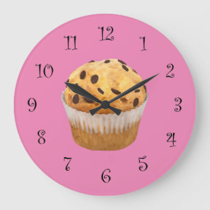 Köstliche Muffin Pink Küchenmauer Große Wanduhr