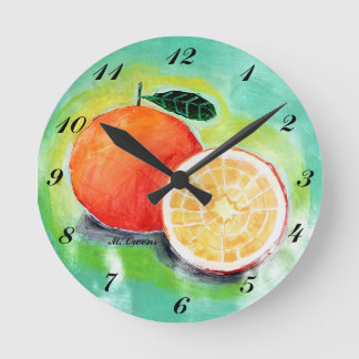 Köstliche Orangen-Acrylmauer-Uhr Runde Wanduhr