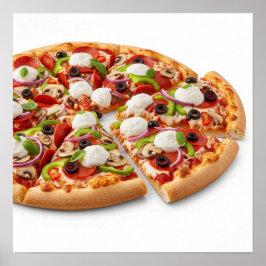 Köstliche Pizza mit Toppings Poster