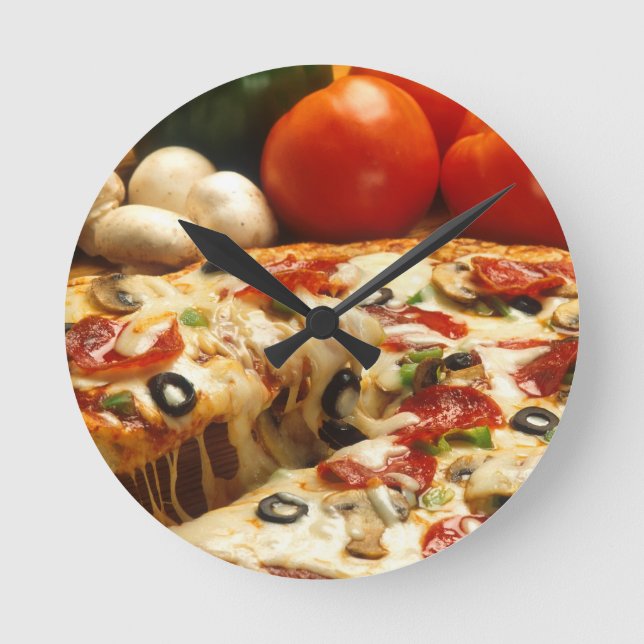 Köstliche Pizza Runde Wanduhr (Vorderseite)