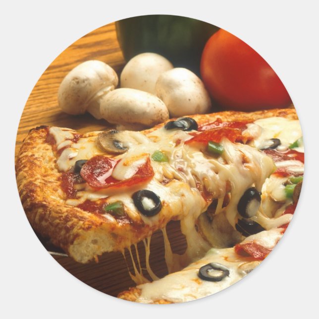 Köstliche Pizza Runder Aufkleber (Vorderseite)