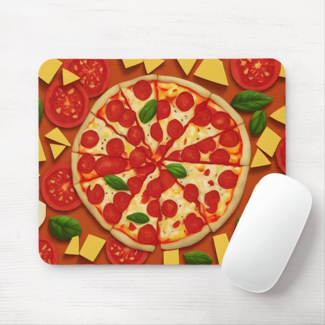 Köstliche Pizza veganer Tomatenkäse hell Mousepad (Mit Mouse)