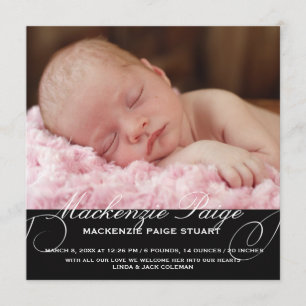 Köstliche Radierungs-Foto-Geburts-Mitteilung Ankündigung