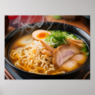 Köstliche Ramen Noodles Lebensmittel Hintergrund Poster