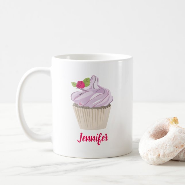 Köstliche rosa Cupcake Berry auf Top Custom Kaffeetasse (Mit Donut)