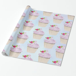 Köstliche rosa Cupcake Berry oben Geschenkpapier