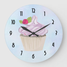 Köstliche rosa Cupcake Berry oben Große Wanduhr