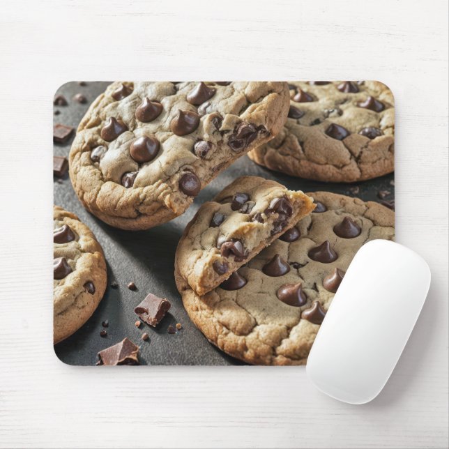 Köstliche Schokoladenkekse mit Schokoladenstückche Mousepad (Mit Mouse)