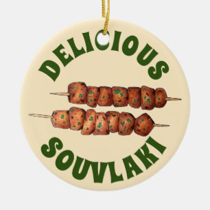 Köstliche Souvlaki Fleisch Schweinefleisch Skewer  Keramik Ornament