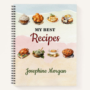 Köstliche Speisen Watercolor Beste Rezepte Notizbuch