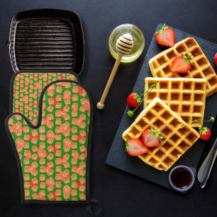 Köstliche Waffeln und Fruchtgrün Ofenhandschuh & Topflappen-Set