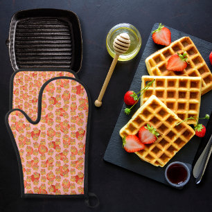 Köstliche Waffeln und Fruchtpink Ofenhandschuh & Topflappen-Set