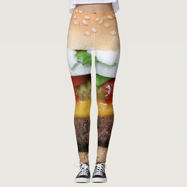 köstlicher Cheeseburger mit Leggings (Vorderseite)
