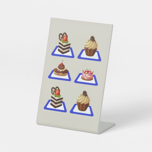 Köstlicher Kuchenständer Sockelschild (Vorderseite)
