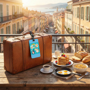 Köstliches Frühstück Pancakes Eierkuchen Kaffee Gepäckanhänger