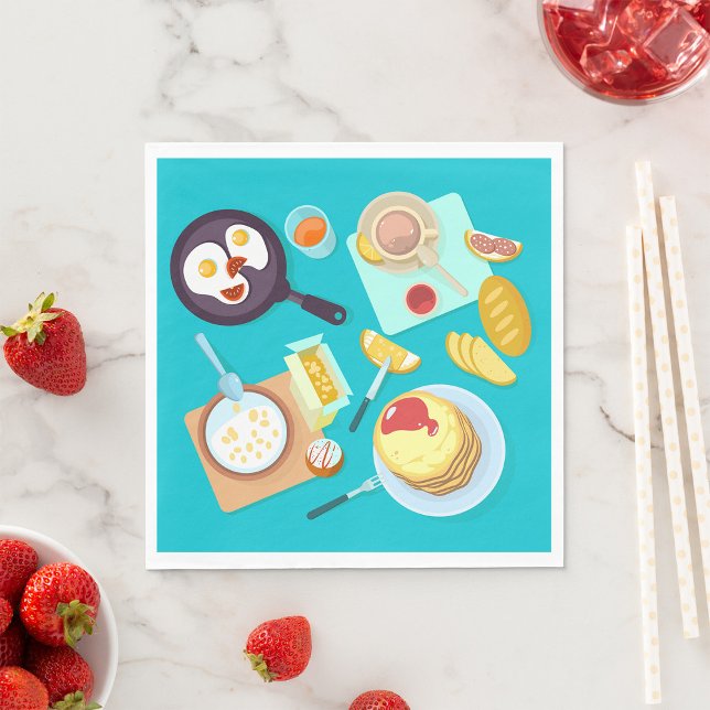 Köstliches Frühstück Pancakes Eierkuchen Kaffee Serviette (Von Creator hochgeladen)