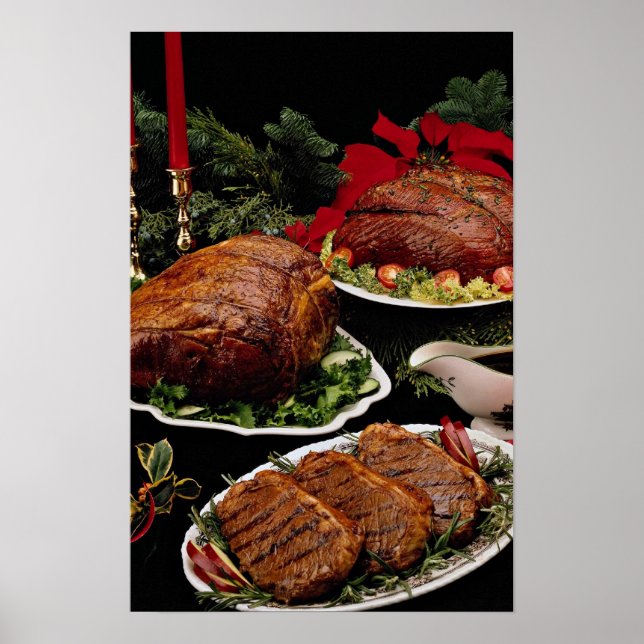 Köstliches Holiday-Rindfleisch, Braten und Steaks Poster (Vorne)