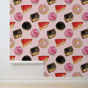 Köstliches Kuchen Donut Dessert Food-Muster Tapete