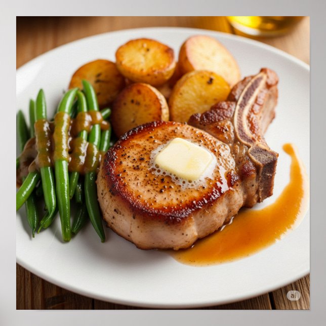 Köstliches Pork Chop Dinner Design Poster (Vorne)