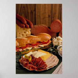 Köstliches U-Boot Sandwich mit Fleisch und Käse Poster