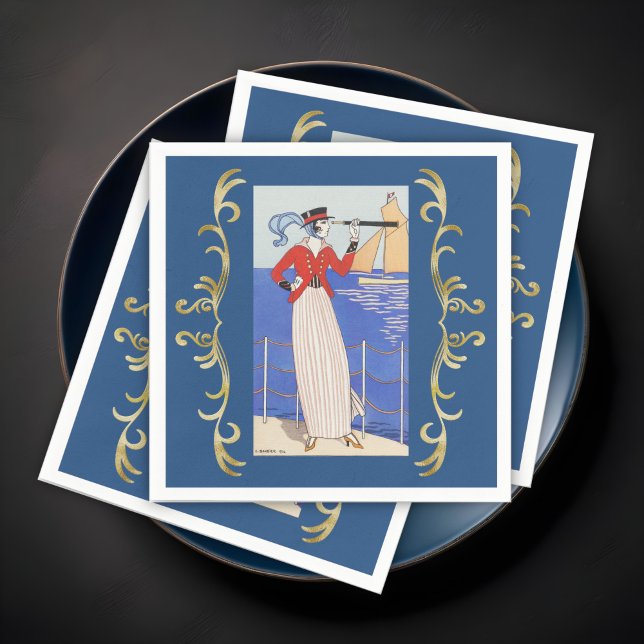 Kostüm der Yacht von George Barbier Square Serviette (Von Creator hochgeladen)