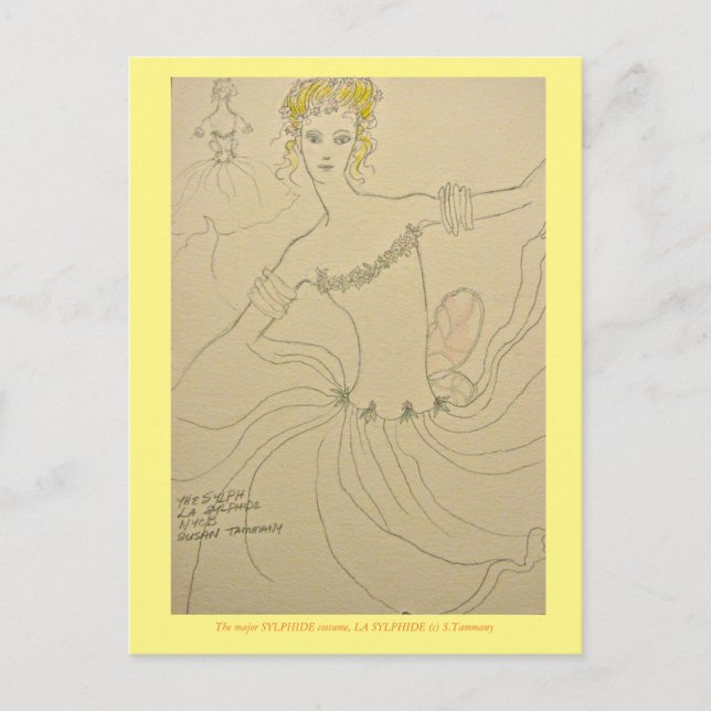 Kostüm für das Prinzip Sylphid im Ballett Postkarte (Vorderseite)