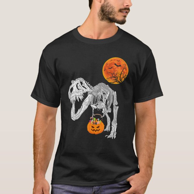 Kostüm Halloween Dinosaur Skeleton Pumpkin T Rex T-Shirt (Vorderseite)
