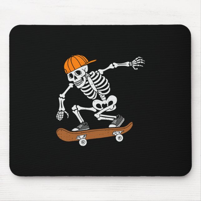 Kostüm Halloween Skelett Skateboard Fahrend Mousepad (Vorne)