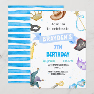 Kostüm Party Kinder Blauer Junge Kleid Auf Geburts Einladung