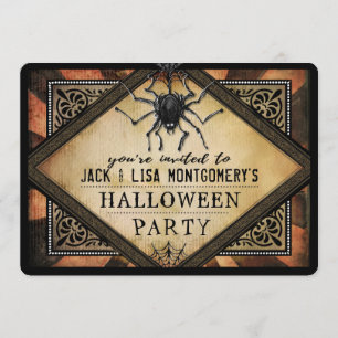 Kostüm Party Orange & Black Spider Gotische Einlad Einladung