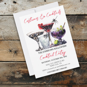 Kostüme & Cocktails Halloween-Party Aquarell In Einladung